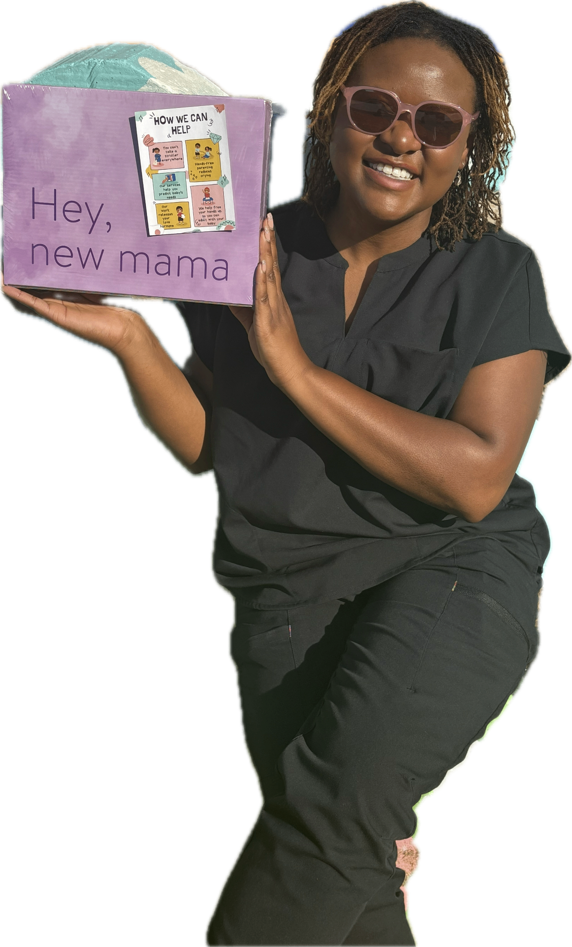 Doulaw Park holding a 'Hey, new mama' care box